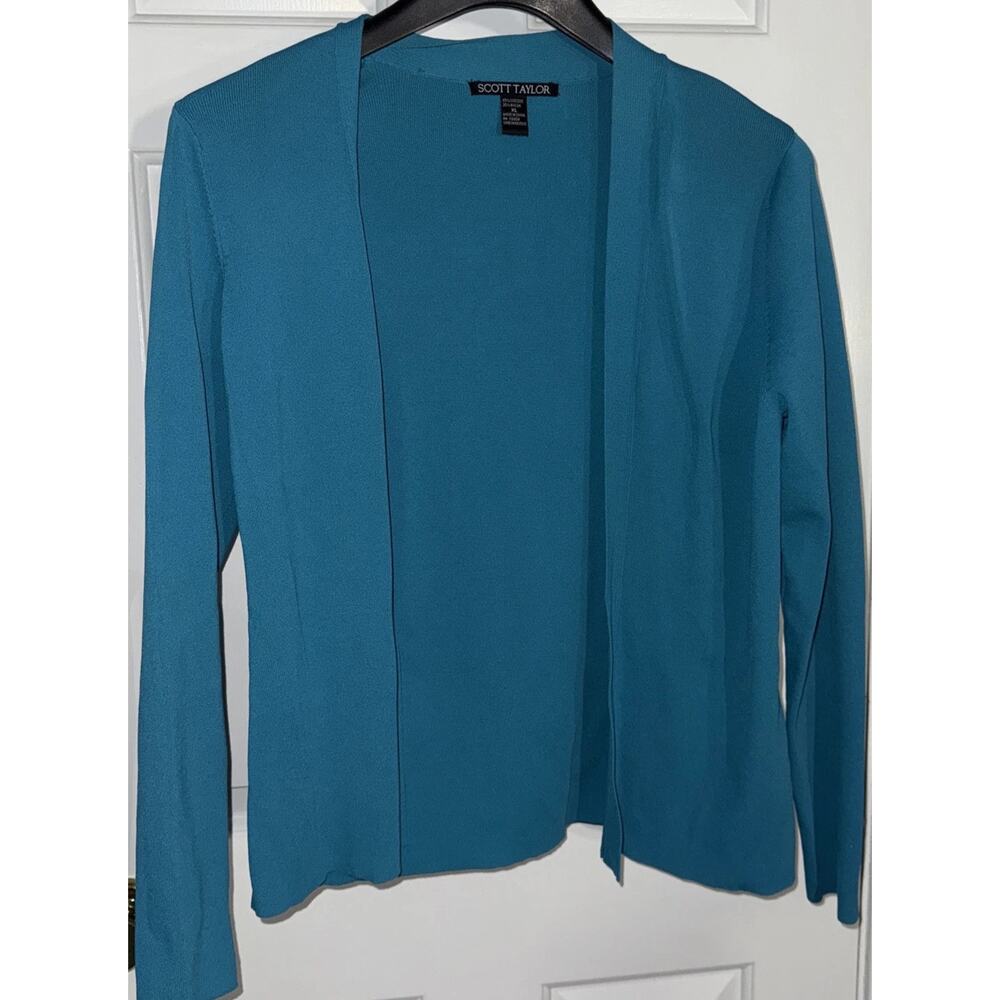 Scott Taylor Blue Open Front Sweater Cardigan - XL